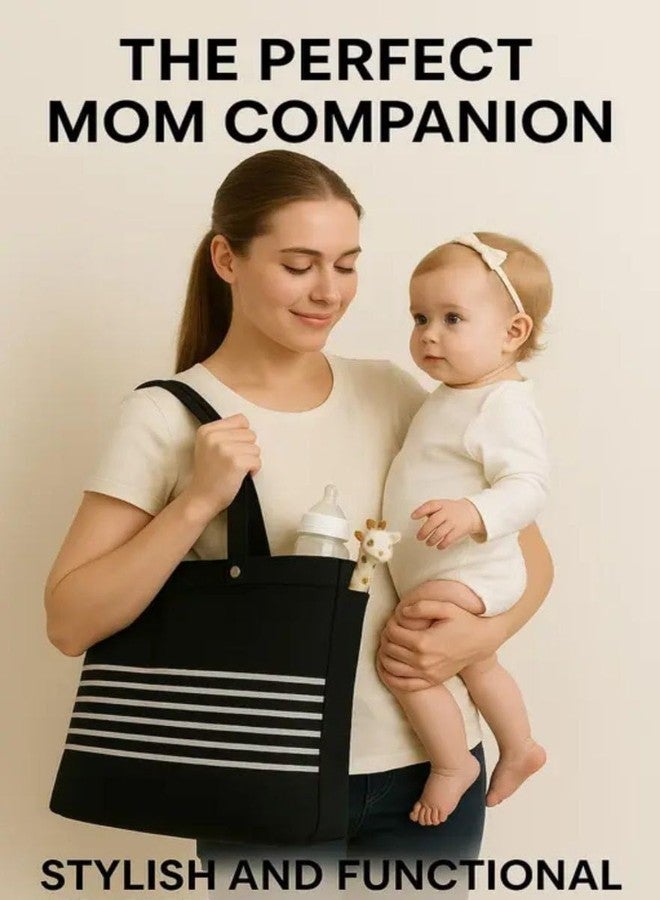 Shoping now Heavy Qulity Clothes Women Reusable Shopping/Grocery Classic Tote Bag with Zipper Black linig Daily Use Design,Shoulder Bag College,Travel, 20kg Load Capacity (L 33 x W 11 x H 30) - Image 4